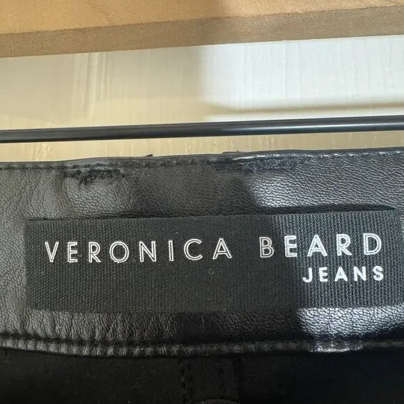 Veronica Beard Beverly Vegan Leather Skinny-Flare Black Pant Size 28 - Picture 6 of 13